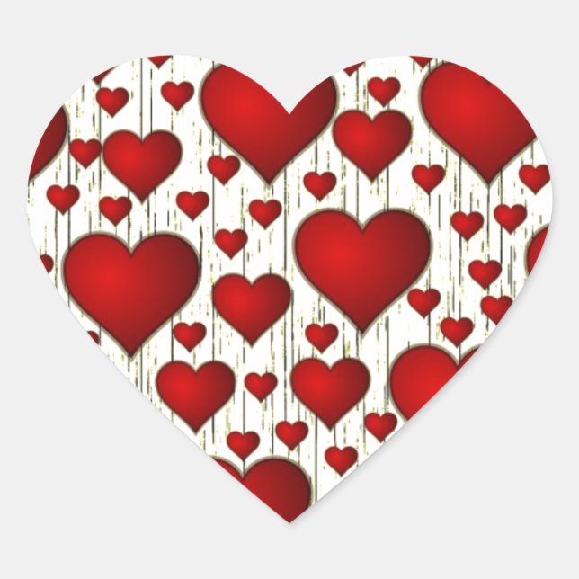 Herzinfarkt Retro Rote Fab-Farben Herz-Aufkleber (Vorderseite)