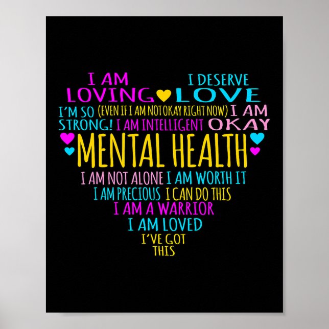 Herzinfarkte Mental Health Awareness Supporter Gra Poster (Vorne)