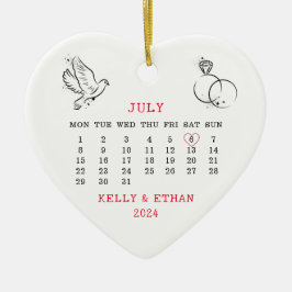 Herzkalender Sommer Hochzeit 2024 Keramik Ornament