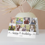 Herzkalligrafie Foto Happy Birthday Card Karte<br><div class="desc">Die moderne Happy Birthday Grußkarte verfügt über 10 Fotos. 8 auf der Vorderseite,  1 innen und 1 auf der Rückseite der Karte.</div>