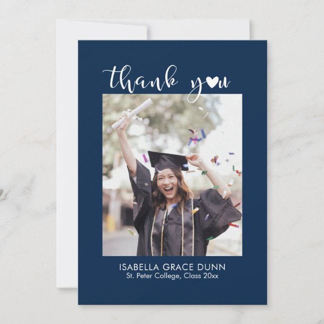 Herzkalligrafie-Script-Abschluss Dankeskarte (Vorderseite)