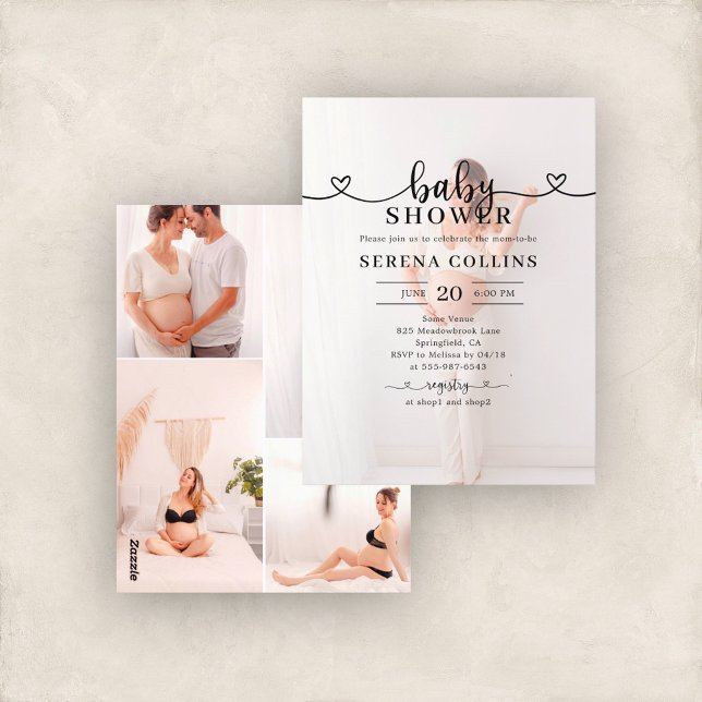 Herzkalligraphie 4 Foto Babydusche Postkarte (Von Creator hochgeladen)