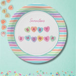 Herzkandücher Babydusche Pappteller<br><div class="desc">Niedliche Bonbonherzen-Illustration,  eine kleine Babydusche</div>
