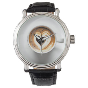 Herzkappuccino im White Coffee Cup Armbanduhr