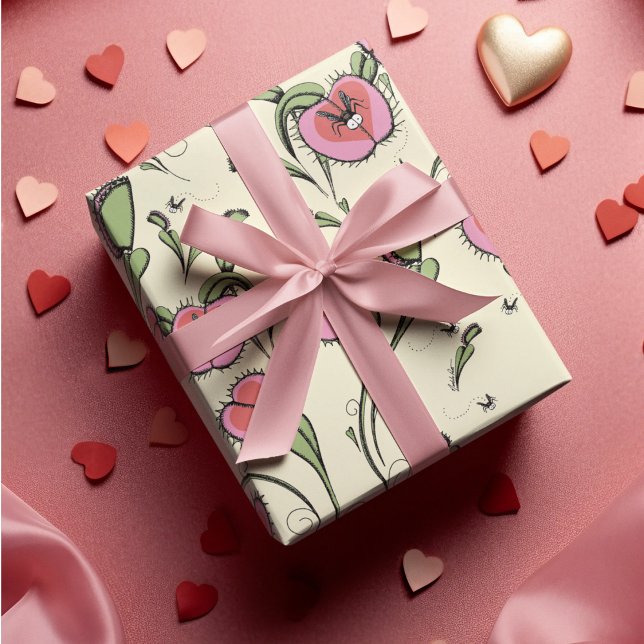 Herzkarnivoren Venus Flytrap Pflanze HandGezeichne Geschenkpapier Set (Von Creator hochgeladen)