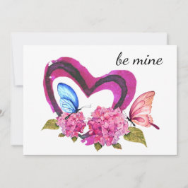 Herzkarte, Blume und Schmetterlinge Ankündigung