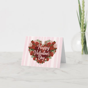 Herzkarte der "Happy Valentine's Day Floral Rose" Feiertagskarte
