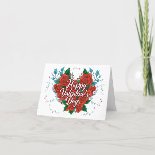 Herzkarte der "Happy Valentine's Day Floral Rose" Feiertagskarte