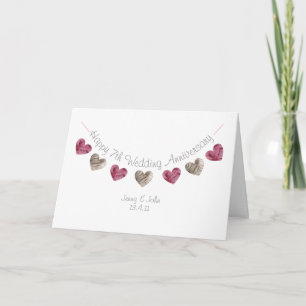 Herzkarte zum 7. Hochzeitstag Karte
