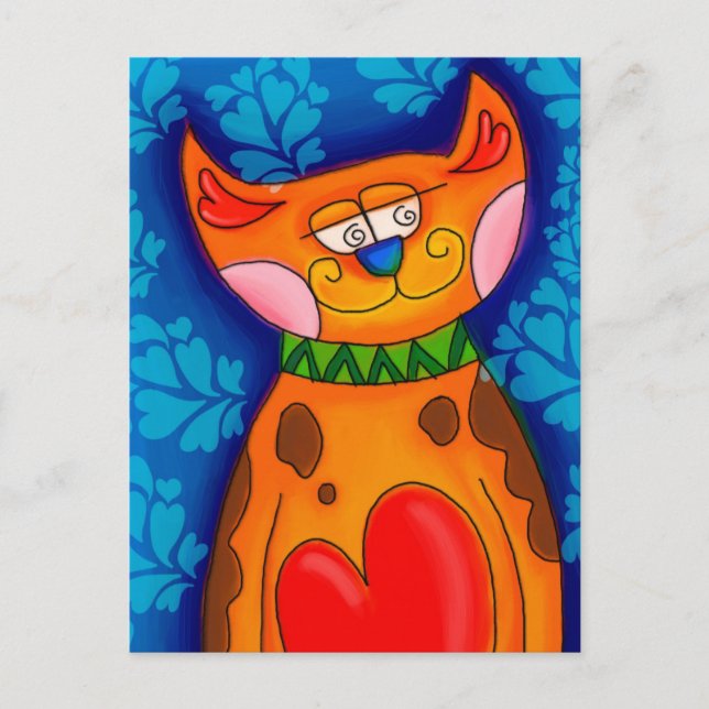 Herzkatze Postkarte (Vorderseite)