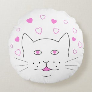 Herzkatze Rundes Kissen