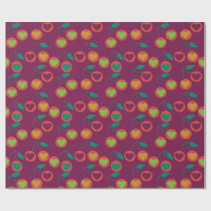Herzkirschen magenta geschenkpapier