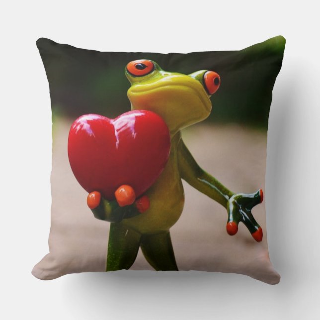 Herzkissen mit Niedlichem Frosch Kissen (Vorderseite)