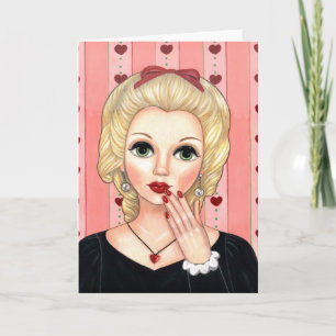 Herzklace Girl Blonde Kopf Vase Luscious Lippen Karte
