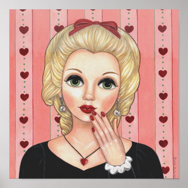 Herzklace Girl Blonde Kopf Vase Luscious Lippen Poster (Vorne)