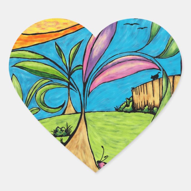 Herzklammer, Sommerspass Doodle Herz-Aufkleber (Vorderseite)