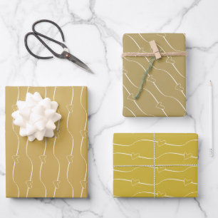 Herzklopfe Links Alte antike goldene Hochzeit Geschenkpapier Set