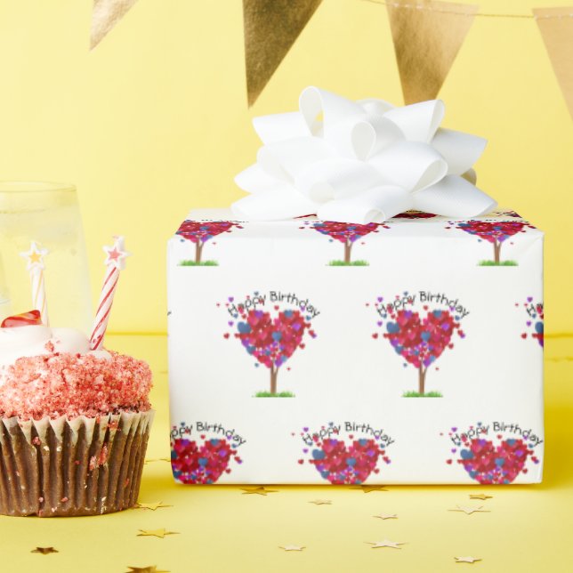 Herzklopfen auf Weiß Geschenkpapier (Geburtstagsparty)