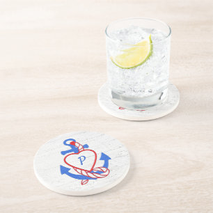 Herzklopfen auf weißem Holz Getränkeuntersetzer