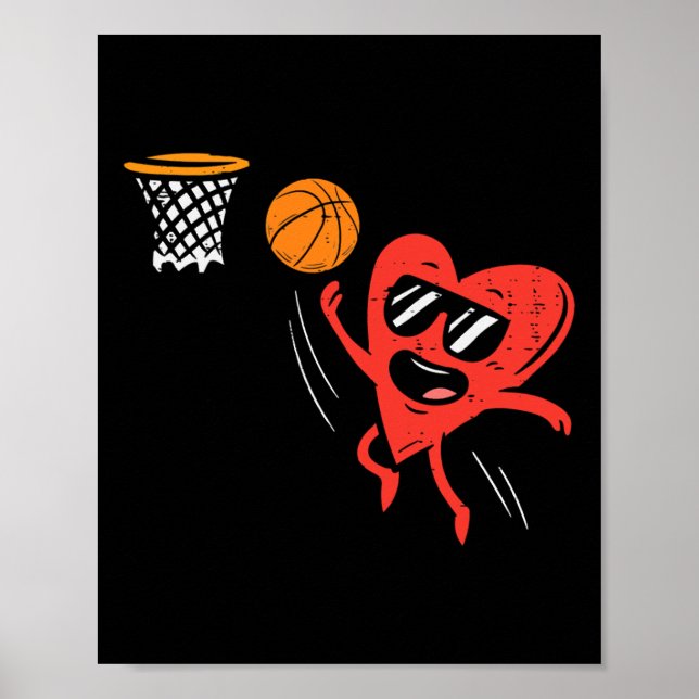 Herzklopfen Basketball Niedlicher Valentinstag Spo Poster (Vorne)