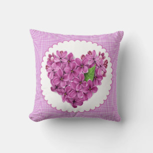 Herzklopfen der lila Blume Kissen
