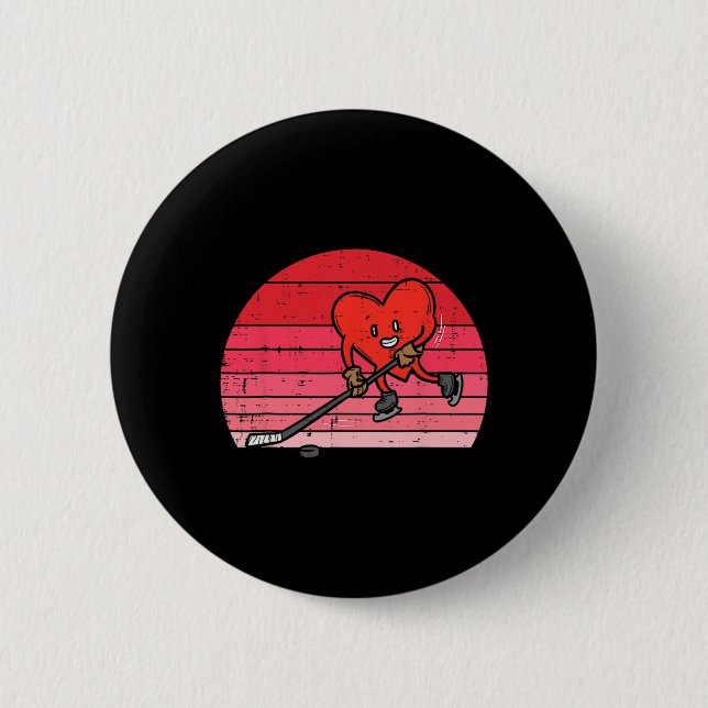 Herzklopfen Eishockey Sport Männer Frauen Kinder V Button (Vorderseite)