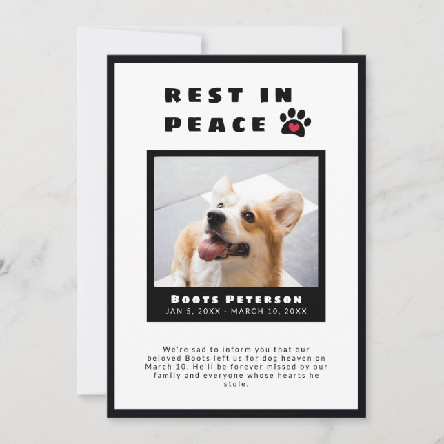 Herzklopfen Erholung in Peace Pet Loss Foto Ankündigung (Vorderseite)