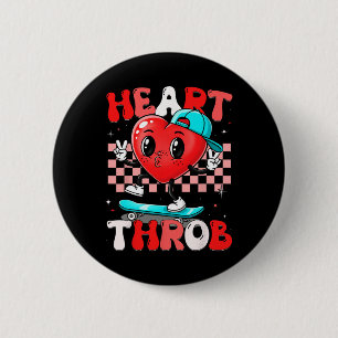 Herzklopfen Retro Groovy Valentinstag Männer Junge Button