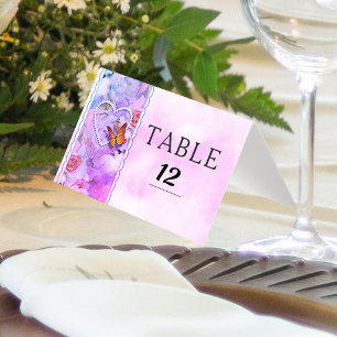 Herzklopfen Rosa Bläschen Schmetterling Tischnumme