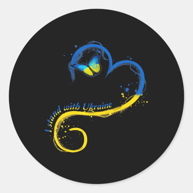 Herzklopfen Ukraine Schmetterling Ukrainische Fahn Runder Aufkleber (Vorderseite)