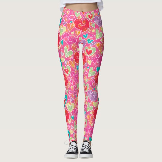 Herzklopfen und Blume Leggings (Vorderseite)