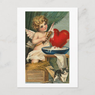 Herzklopfen und Katzenobst Postkarte