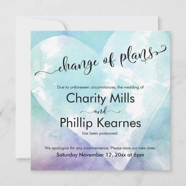 Herzklopfen Verspätete Hochzeitänderung Pläne (Vorderseite)