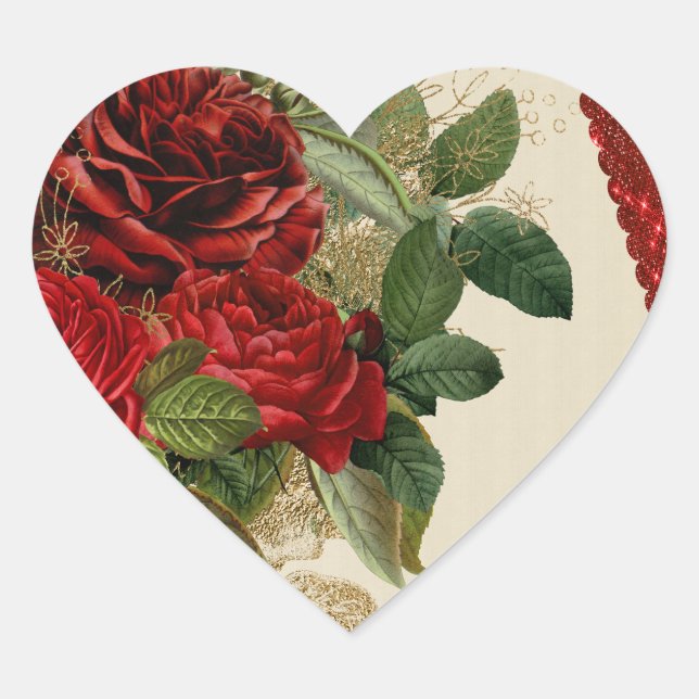 Herzklopfen von Rose Herz-Aufkleber (Vorderseite)