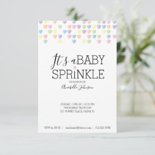 Herzkonfetti BABY SPRINKLE pastellfarbene Regenbog Einladung
