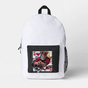 Herzkönig — Kühne königliche Spielkarte Illustrati Bedruckter Rucksack