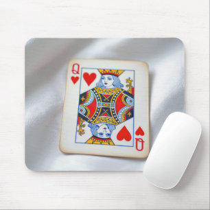 Herzkönigin auf weißem Satinstoff Mousepad