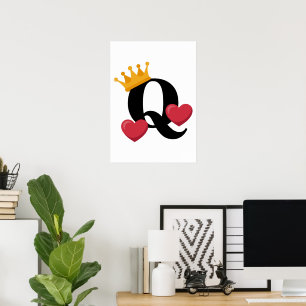 Herzkönigin gekrönt Liebesemblem Poster