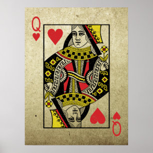 Herzkönigin im Vintage-Stil Spielkarten Poster