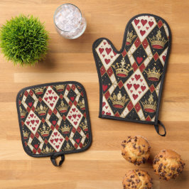 Herzkönigin Ofenhandschuh & Topflappen-Set