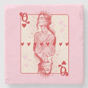 Herzkönigin Pinke Preppy Kunst Steinuntersetzer