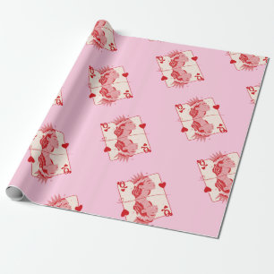 Herzkönigin Rot und Rosa Preppy Kunst Geschenkpapier