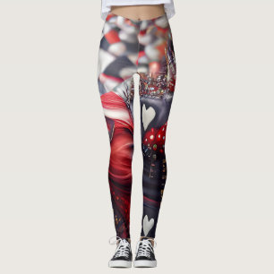 Herzkönigin Schwarz und Rot Einzigartige Mode Leggings