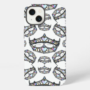 Herzkönigin Silberkronen Tiaras weißes Etui iPhone Hülle