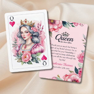 Herzkönigin Spielkarte Rosa Brautdusche Dankeskarte