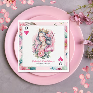 Herzkönigin Spielkarte Rosa Brautdusche Serviette