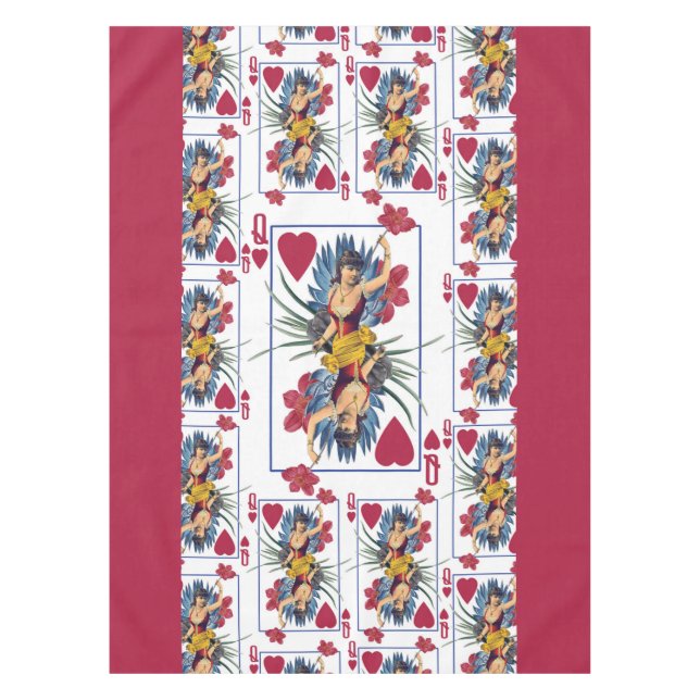 Herzkönigin und Blumen Tischdecke (Vorderseite)