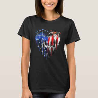 Herzkrankenschwester-Flagge Unabhängigkeit 4. Juli T-Shirt