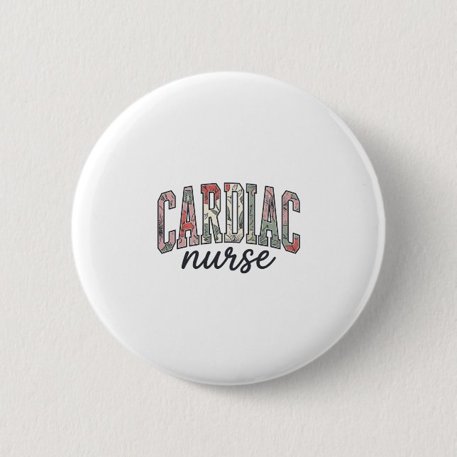 Herzkrankenschwester Florales Varsity-Letterdesign Button (Vorderseite)