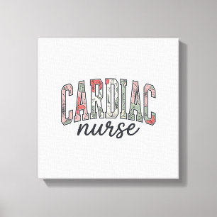 Herzkrankenschwester Florales Varsity-Letterdesign Leinwanddruck